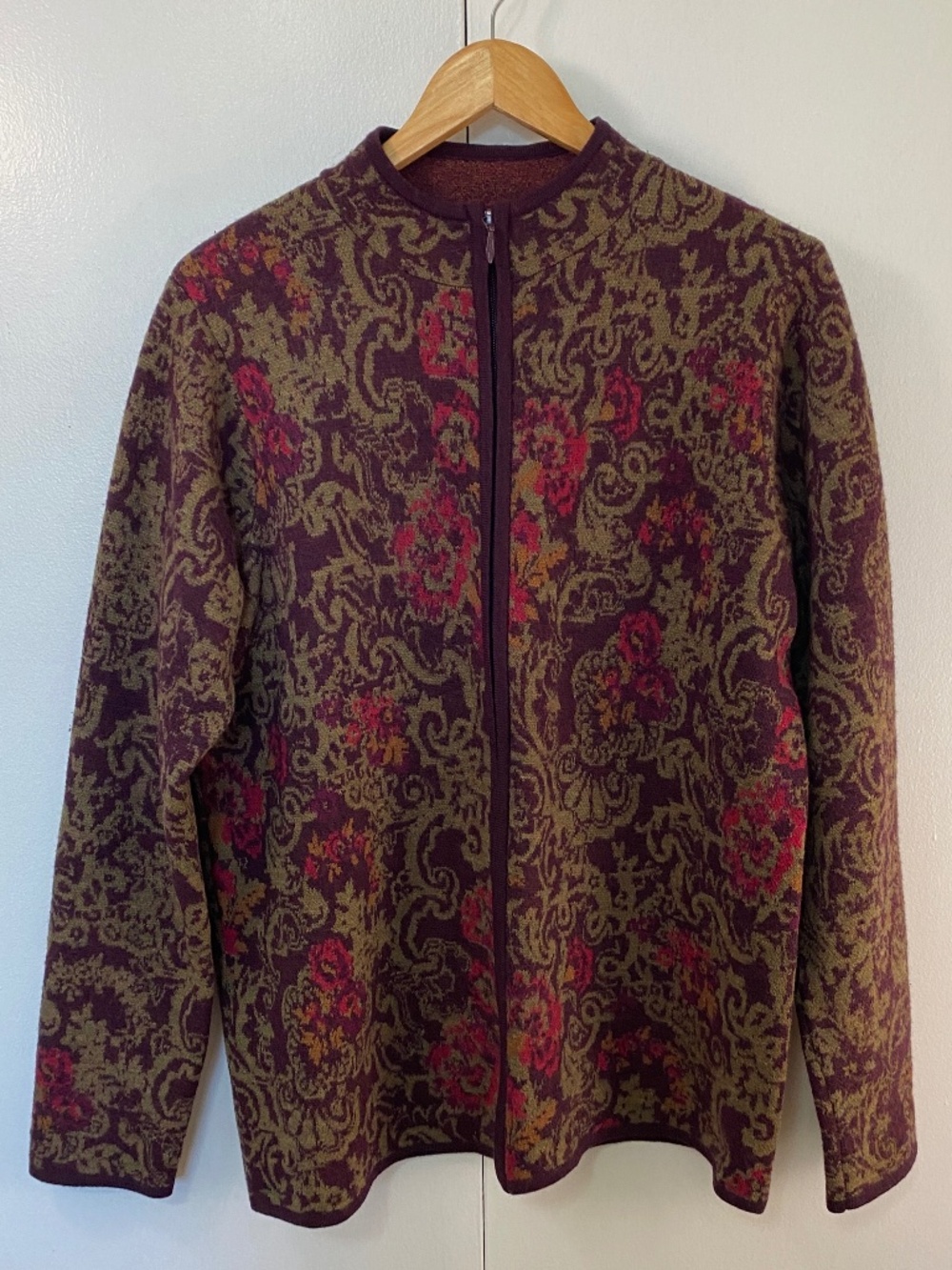 Vintage Pendleton Merino Wool Paisley Full Zip Sweater Jacket